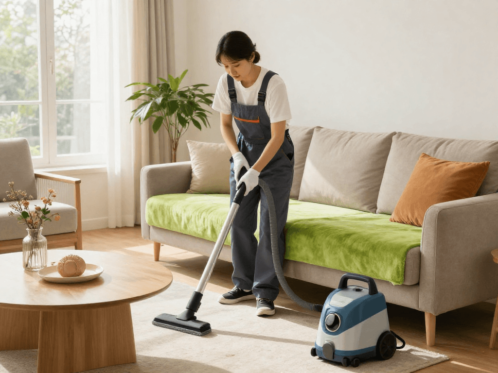 Profesjonalne pranie tapicerki w Wrocławiu przez Panda Cleaner, widok czystego sofy i przytulnego wnętrza.