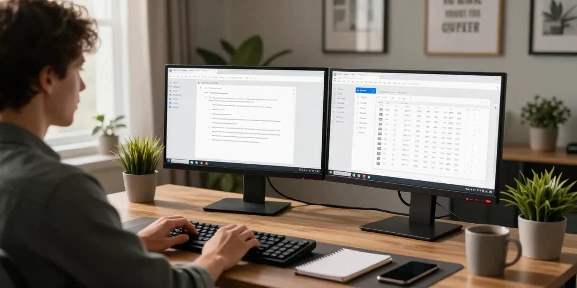 Download WPS Office in a modern home office with productivity tools and natural lighting.